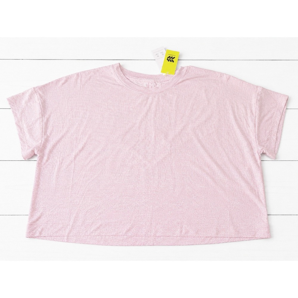 All‎ in Motion XXL  Striped Activewear T-Shirt Split Back Moisture Wicking NEW